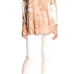 PPLA  Petra cold shoulder top tan tie dye shirt size large Photo 0