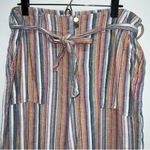 Seven7 Linen Blend Cropped Wide Leg Pants Womens Size 12 Multicolor Stripe Boho Photo 2
