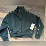 Athleta NWT $109  Womens Forever Fleece 1/2 Zip Piping Sweatshirt Cypress Medium Photo 3