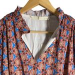 Marie Oliver Alana Floral Kaleidoscope Silk Long Sleeve Ruffled Mini Dress XXS Photo 3