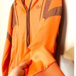 DLJ Sportswear Fluorescent Orange Zip Up Hooded Two Pocket Track Jacket Size L Size L Photo 5