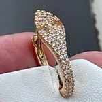NWT Gold colored Crystal Avenue pave CZ snake head huggie earrings Photo 3