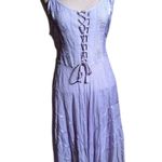 Vtg Y2K L'Pogee Lavender Fairycore Renaissance Satin Lace Up Midi Dress OS XL Purple Photo 1