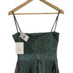 Misha Janelle Green Pleated Metallic Square Neck Sleeveless Midi Dress Size 6 Photo 11
