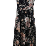 Lulus NWT Floral Velvet Burnout Maxi Dress Black Tie Back V Neck Size XS Fairy Photo 0