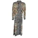 Pinko Chemisier Rosalina Floral Animal Print Long Sleeve Shirt Maxi Dress Size 4 Black Photo 5