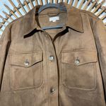 Loft Womens Brown Microsuede Shacket /Jacket Button Down Fall Neutral π€ Photo 4