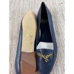 Bass Delta Navy Blue Leather Loafer Flats Women's 8.5 N Gold Chain Tassel Accent Photo 2