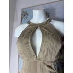 Tan Beige Textured Halter Cut Out One Piece Swimsuit Plus Size 2XL Photo 6