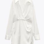 ZARA Satin Effect Mini Party Coctail Date Shower Wedding Night Out Long Sleeve dress Photo 12