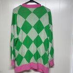 First Love  Green and Pink Argyle Cardigan Photo 4