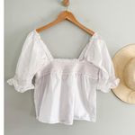 Tuckernuck | Hyacinth House | Palmer Square Neck Smocked Top in White | Sz S Photo 2