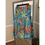 Ruby Rd Women's 14 Panel Ruffle Skirt Elastic Waist Tropical Floral Fully Lined Blue Photo 3