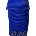 Tadashi Shoji Indigo Blue Two Piece Blouse & Skirt Set Dress Formal Lace Small Photo 3