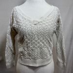 Hollister Small Open Knit White V-Neck Sweater Knit Stretch Beach Summer Coverup Photo 1