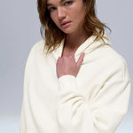 Adidas NWT cream 100% cotton oversized cropped hoodie women’s XS Photo 0