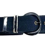 Liz Claiborne Vintage 80’s Black Canvas Metal Buckle Belt Photo 0
