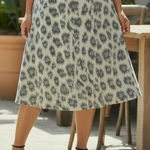 Talbots  Leopard Print A Line Midi Skirt 14 Linen Silk Earthy Flowy Modern Luxury Photo 0