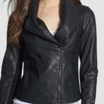 Vince  Leather Scuba Asymmetrical Black Leather Jacket | S Photo 0
