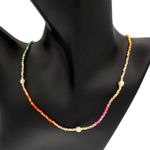 Anni Lu Beaded Pearl Nomad Necklace Rainbow Pride Feminine Delicate Boho Pink Photo 0
