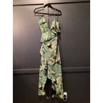 Luxxel  GREEN and black leaf TROPICAL slip WRAP DRESS size L Photo 1