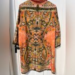 Natural Life  Floral Boho 3/4 Sleeve Button Front Rayon Tunic Shirt Dress Size XL Photo 2