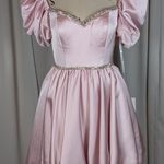 Mac Duggal Blush Pink Satin Puff Sleeve Cocktail Dress Size 8 NWT Photo 15