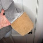 Catherine Malandrino Soft Faux Suede Leather Faux Fur Cuff Long Sleeve Top Grey Photo 9