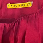Alice + Olivia Meg Leather Cap Sleeve Silk Leather Mini Dress Red M Cocktail Photo 8