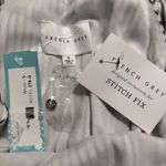 French Grey  NWT Gray and Cream Striped Embroidered Halter Mini Dress-size Small Photo 4