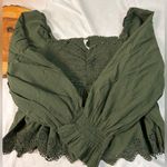 American Eagle smocked green babydoll blouse long sleeves Size XL Photo 2