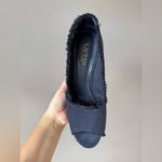 Ralph Lauren Lauren by Women’s Navy Peep Toe Linen Espadrilles Wedges Size 9 Photo 14