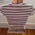 Forever 21 Red and White Striped Y2K ribbed high neck crop top, size S beach Photo 1