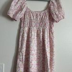 Elodie  Floral Print Shirred Waist Cotton Sun Dress In Pink Floral Size Medium Photo 6