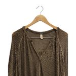 We The Free  Knit Oversized Sweater Size Extra Small V Neck Tan Black Slouchy Photo 2