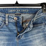 American Eagle  SZ 0 X-Long Jeggings Jeans Low-Rise Chewed Hems Whiskered Stretch Photo 3
