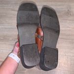 basic editions  brown leather buckle block heel sandals Photo 6