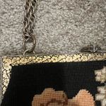 Vintage Tapestry Floral Needlepoint Handbag Convertible Chain Strap Black Photo 7