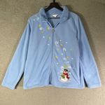 Coral Bay Coral Bay Fleece Jacket Women's L Snowman Winter Holiday Blue Vintage Photo 1