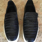 Vince  Stafford Black Leather Slip On Platform Shoes size 9 woven Photo 0
