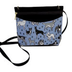 Danny K Dog Print Crossbody Bag Blue Black Adjustable Strap Zipper Pockets Photo 0