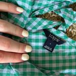 J.Crew Preppy Coastal Blue Green Gingham Bow Back Peplum Tank Top Photo 7
