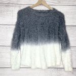 NWOT Ombré Gray & White Fuzzy Sweater Top Size Large Photo 8
