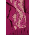 Saloni Suzi Ruffle Lace Trimmed Crinkled Gauze Maxi Size 6 Dress Magenta $625 Pink Photo 6