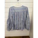 Gap ‎ Women's Blue Eyelet Lace Split-Neck Blouse Size S Long Sleeve Photo 3