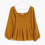Madewell  Lucie Smocked Peplum Top in Antique Gold Photo 0