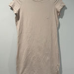 Calvin Klein NEW T-Shirt Dress Women XS Creme Stretch Cotton Minimal Old Money Photo 0