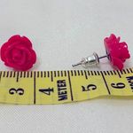 Pink Flower Stud Earrings One Pair Photo 3