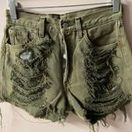Levi's Vintage Levi’s 501 Olive Green Distressed Denim Cutoff Shorts Size 28 (26”) GUC Photo 10