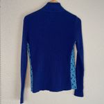 For Cynthia Blue Knit Sweater Quilted Vest Full Zip Front Nautical Preppy Coastal Yacht Photo 5